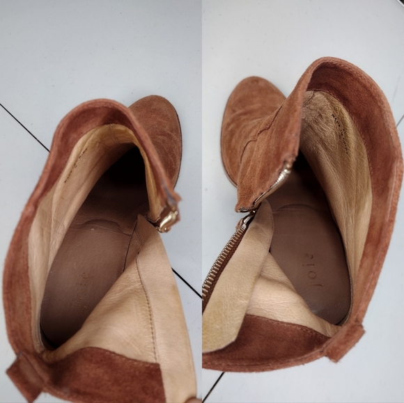 Joie Dalton Brown Suede Zipper Stacked Heel Ankle Booties Sz 11 - Picture 9 of 13